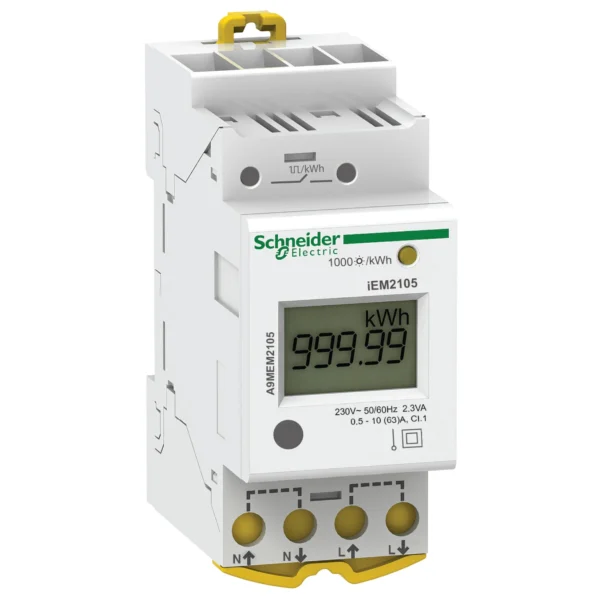 modular single phase power meter iEM2105 - 230V - 63A with pulse A9MEM2105 DPLVP - MET Easy&Basic Digital Energy