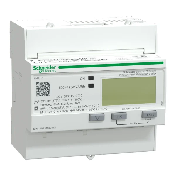 iEM3110 energy meter - 63 A - 1 pulse O - MID A9MEM3110 DPLVP - MET Easy&Basic Digital Energy