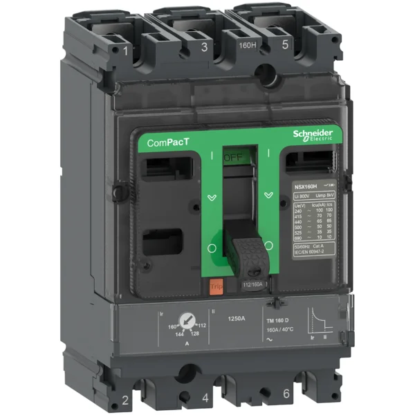 Circuit breaker, ComPacT NSX160B, 25kA/415VAC, 3 poles, TMD trip unit 160A C16B3TM160 PPCCB - NSX Power Products