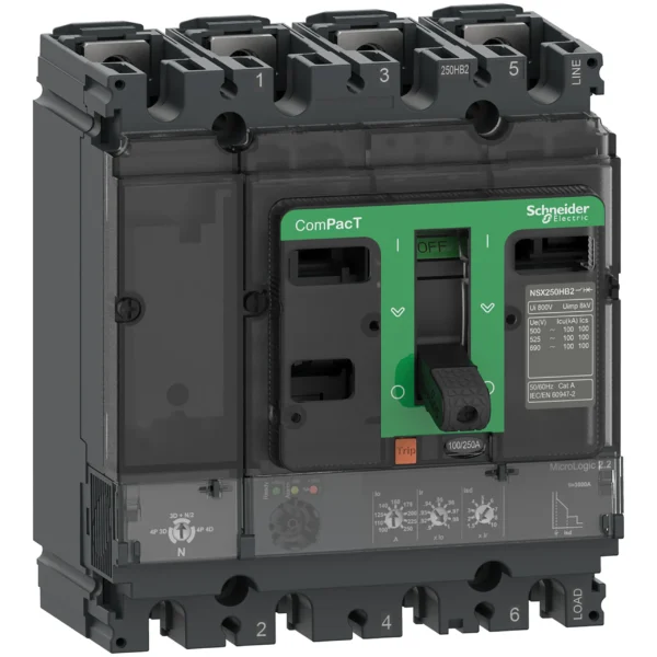 Circuit breaker, ComPacT NSX160H, 70kA/415VAC, 4 poles, MicroLogic 2.2 trip unit 160A C16H42D160 PPCCB - NSX Power Products