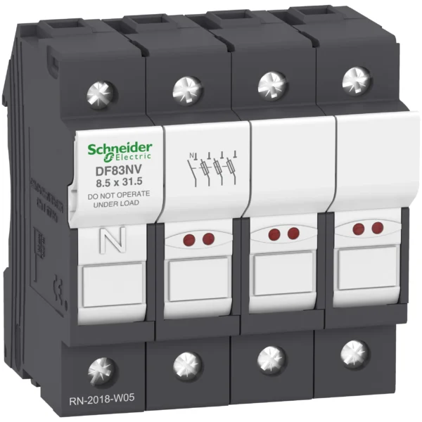 Fuse carrier, TeSys DF, 3P+N, 25A, 400VAC, fuse size 8.5x31.5mm, blown fuse indicator DF83NV PPCTR - CTR Others Power Products