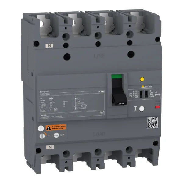 circuit breaker, EasyPact EZCV250H, TMD, 160A, 4 poles 3d EZCV250H4160 PPCCB - EZC Power Products