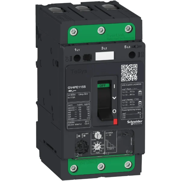 Motor circuit breaker, TeSys GV4, 3P, 80A, Icu 100kA, thermal magnetic, Everlink terminals GV4PE80S PPCTR - GV Power Products