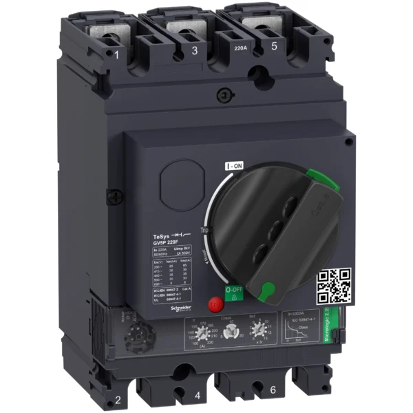 Motor circuit breaker, TeSys GV5, 3P, 220A, Icu 36kA, thermal magnetic GV5P220F PPCTR - GV Power Products