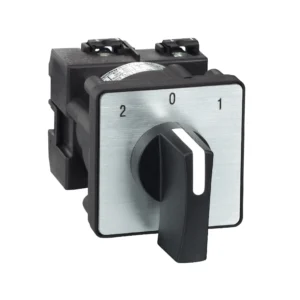 Cam changeover switch, Harmony K, multifixing, plastic, 1 pole, position 0, 45°, 12A, 45x45mm, metallic legend, marked 2 0 1, 35mm black handle K1B001ULH IDSIG - KAM Switches Industry