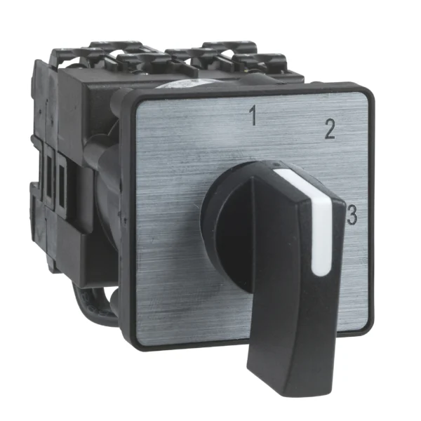 Complete cam switch, Harmony K, stepping switch, 45 x 45mm, 1P, with off position, 45 degree angle, 12A, black marked 0-1-2-3-4, multifixing K1D004QLH IDSIG - KAM Switches Industry