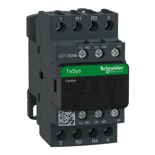 Contactor, TeSys Deca, 4P(2NO+2NC), AC-1, <=440V, 20A, 48VAC 50/60Hz coil, screw clamp terminal LC1D098E7 PPCTR - Tesys D Power Products