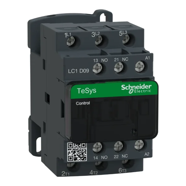 Contactor, TeSys Deca, 3P(3NO), AC-3/AC-3e, <=440V, 9A, 220V AC 50/60Hz coil, screw clamp terminals LC1D09M7 PPCTR - Tesys D Power Products