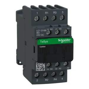 Contactor, TeSys Deca, 4P(2NO+2NC), AC-1, <=440V, 32A, 24VDC coil, screw clamp terminals LC1D188BD PPCTR - Tesys D Power Products