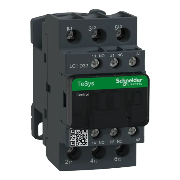 Contactor, TeSys Deca, 3P(3NO), AC-3/AC-3e, <=440V, 32A, 380V AC 50/60Hz coil, screw clamp terminals LC1D32Q7 PPCTR - Tesys D Power Products
