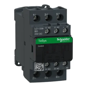 Contactor, TeSys Deca, 3P(3NO), AC-3/AC-3e, <=440V, 38A, 24V DC coil, screw clamp terminals LC1D38BD PPCTR - Tesys D Power Products