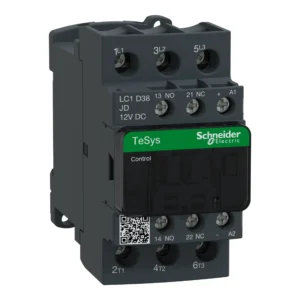 Contactor, TeSys Deca, 3P(3NO), AC-3/AC-3e, <=440V, 38A, 12V DC coil, screw clamp terminals LC1D38JD PPCTR - Tesys D Power Products