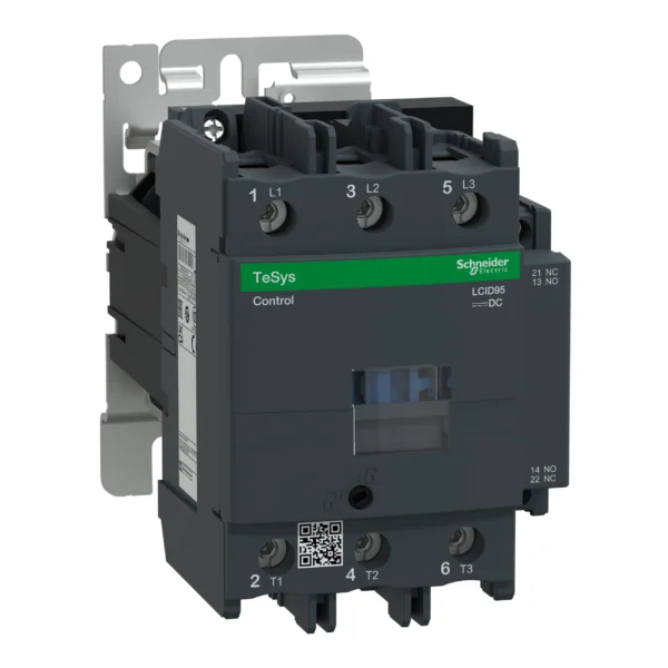 Contactor, TeSys Deca, 3P(3NO), AC-3/AC-3e, 440V, 95A, 24V DC standard coil, screw clamp terminals LC1D95BD PPCTR - Tesys D Power Products