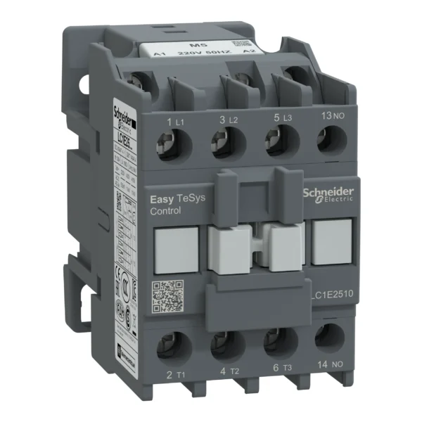 Contactor,Easy TeSys Control,LC1E,3P(3NO),AC-3,<=440V,25A,220V AC coil,50Hz,1NO auxiliary contact LC1E2510M5 PPCTR - TVS Power Products