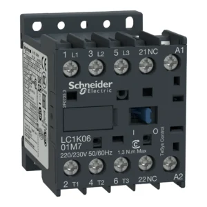 Contactor, TeSys K, 3P, AC-3/AC-3e,440V 9A, 1NC aux, 24V AC coil LC1K0901B7 PPCTR - Tesys K Power Products