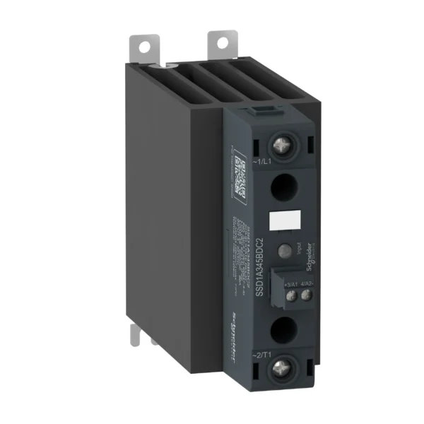 DIN rail mount, Harmony Solid State Relays, 45A, zeroVoltage switching, contactor configuration screw input, input 4 to 32V DC, output 48 to 600V AC SSD1A345BDC2 IDSIG - Zelio Solid State Relays Industry