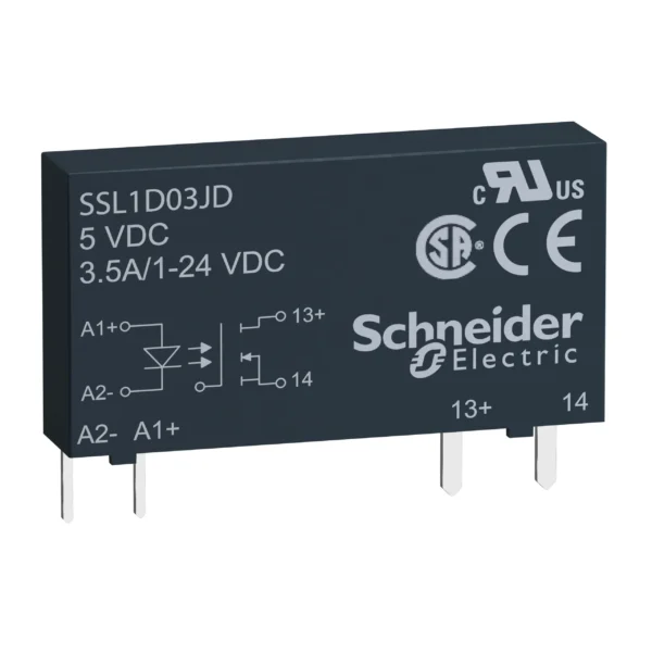 plug in relay, Harmony Solid State Slim Relays, 3.5A, DC switching, input 15 to 30V DC, output 1 to 24V DC SSL1D03BD IDSIG - Zelio Solid State Relays Industry