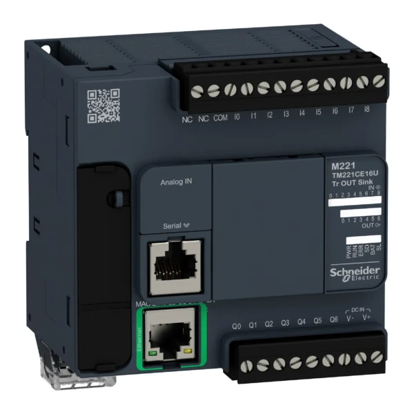 logic controller, Modicon M221, 16 IO, transistor, NPN, Ethernet TM221CE16U IDMST - M221 Industry