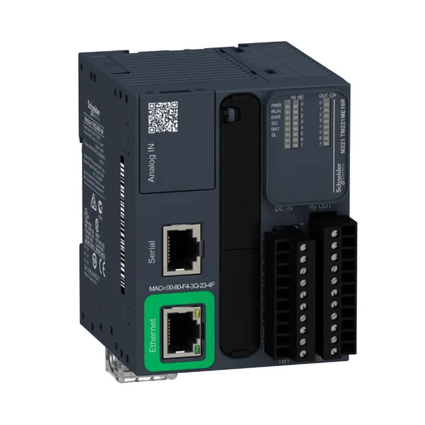 logic controller, Modicon M221, 16 IO, 8 DI, 8 DO, relay, Ethernet TM221ME16R IDMST - M221 Industry