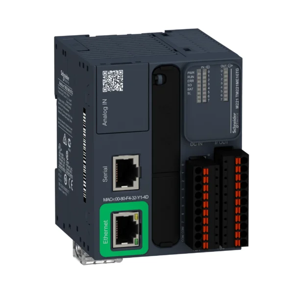 logic controller, Modicon M221, 16 IO, transistor, PNP, Ethernet, spring TM221ME16TG IDMST - M221 Industry