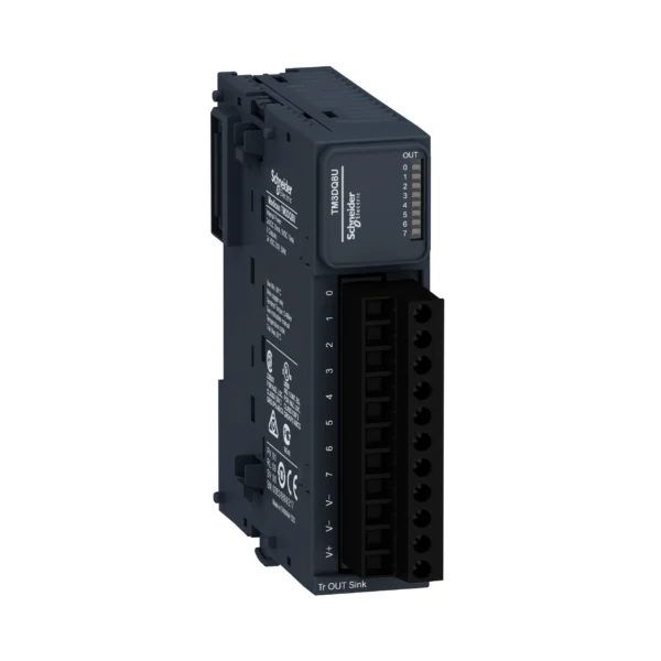 discrete output module, Modicon TM3, 8 outputs transistor NPN, screw TM3DQ8U IDMST - M2xx Access. Industry