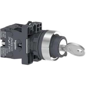 Complete selector switch, Easy Harmony XA2, plastic, black, 22mm, key 455, 3 positions, center withdrawal position, stay put, 2NO XA2EG33 IDSIG - Harmony XA2 Industry