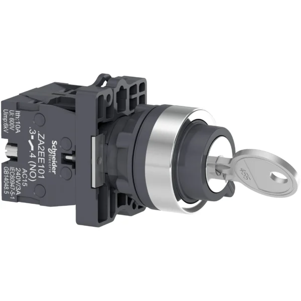 Complete selector switch, Easy Harmony XA2, plastic, black, 22mm, key 455, 2 positions, stay put, 2NO XA2EG43 IDSIG - Harmony XA2 Industry