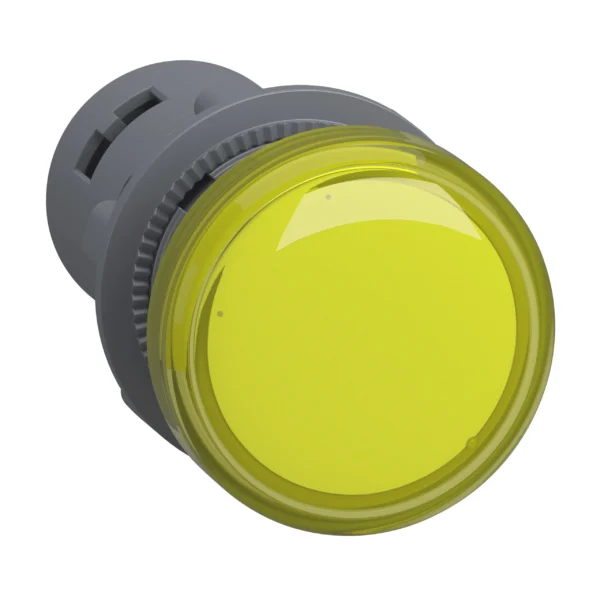 Monolithic pilot light, Easy Harmony XA2, plastic, yellow, 22mm, integral LED, screw clamp terminals, 220…230V AC, anti interference XA2EVM8LC IDSIG - Harmony XA2 Industry