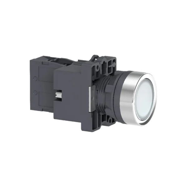 Complete illuminated push button, Easy Harmony XA2, plastic, flush, white, 22mm, spring return, 24V AC DC, 1NO XA2EW31B1 IDSIG - Harmony XA2 Industry