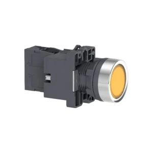 Complete illuminated push button, Easy Harmony XA2, plastic, flush, amber, 22mm, spring return, 24V AC DC, 1NO XA2EW35B1 IDSIG - Harmony XA2 Industry