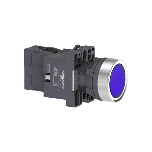 Complete illuminated push button, Easy Harmony XA2, plastic, flush, blue, 22mm, spring return, 24V AC DC, 1NO XA2EW36B1 IDSIG - Harmony XA2 Industry