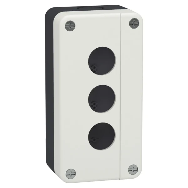 Empty control station, Harmony XB2, plastic, white lid, 3 cut outs, 22mm, IP65 XALB03C IDSIG - Harmony XA2 Industry