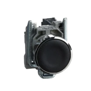 Push button, metal, Harmony XB4, flush, black, 22mm, spring return, unmarked, 1NO XB4BA21 IDSIG - Harmony XB4 Industry