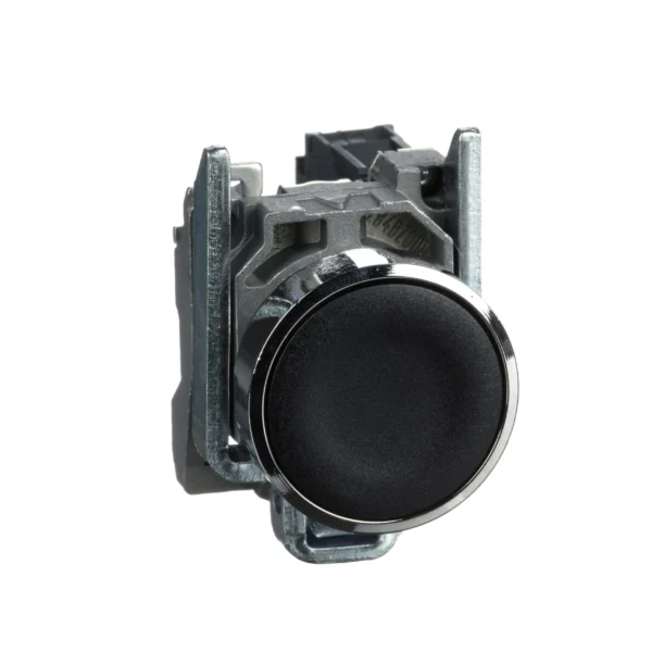 Push button, metal, Harmony XB4, flush, black, 22mm, spring return, unmarked, 1NO XB4BA21 IDSIG - Harmony XB4 Industry