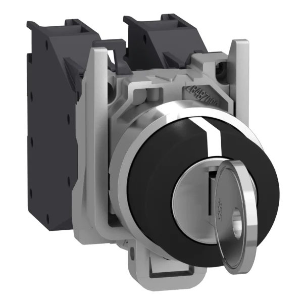 Key switch selector, Harmony XB4, metal, black, 22mm, key 455, 3 positions,stay put, 2 NO XB4BG33 IDSIG - Harmony XB4 Industry