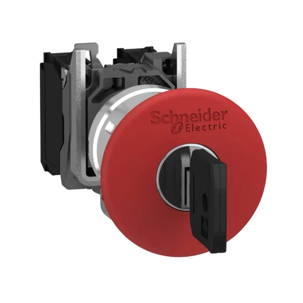 Emergency stop push button, Harmony XB4, metal, red mushroom 40mm, 22mm, trigger latching key release, 1NC XB4BS9442 IDSIG - Harmony XB4 Industry