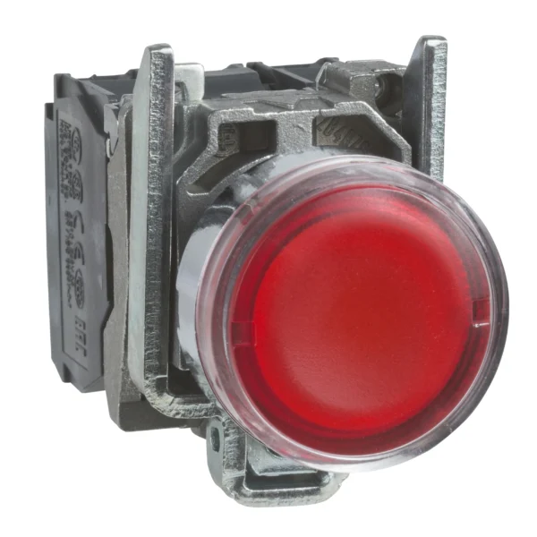Illuminated push button, Harmony XB4, metal, flush, red, 22mm, spring return, lt 250V, 1NO+1NC XB4BW3465 IDSIG - Harmony XB4 Industry