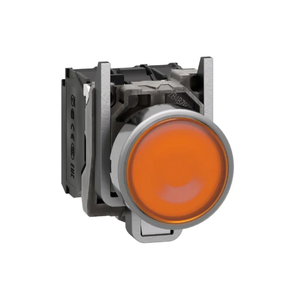 Illuminated push button, Harmony XB4, metal, orange flush, 22mm, universal LED, plain lens, 1NO + 1NC, 24V AC DC XB4BW35B5 IDSIG - Harmony XB4 Industry