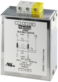 MEF EMC-FILTER 1-PHASE 1-STAGE | 10415 | I:10A U:250 VAC/300 VDC snap on | Murrelektronik